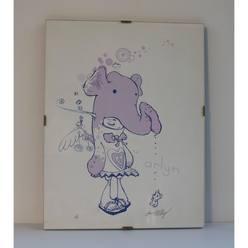 Rare Arlyn Pillay Art Print 8‎ /350 Elephant Girl Signed Framed 8.5in x 11in